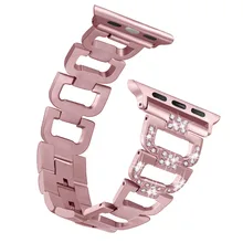 Bling Faixa de Relógio Banda Compatível Apple iWatch 4/3/2/1 Diamante Strass Pulseira De Metal Em Aço Inoxidável cinta 82002