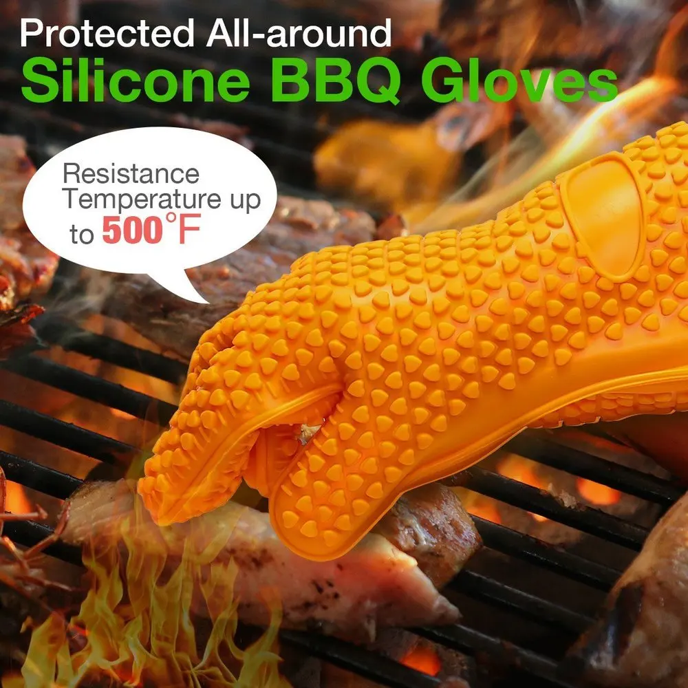 

1 Piece Heat Resistant Extra Long Oven Mitts-Barbecue BBQ Glove-Silicone Cooking Oven Glove Bbq Tools Grill Accessories