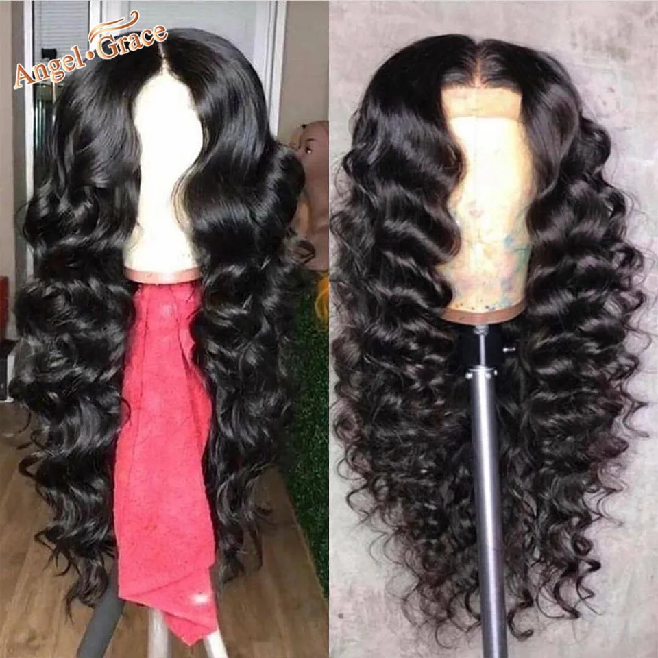 Angel Grace Hair 360, парики из натуральных волос, предварительно сорванные с волосами младенца, бразильские свободные, глубокая волна, фронтальные парики шнурка Remy