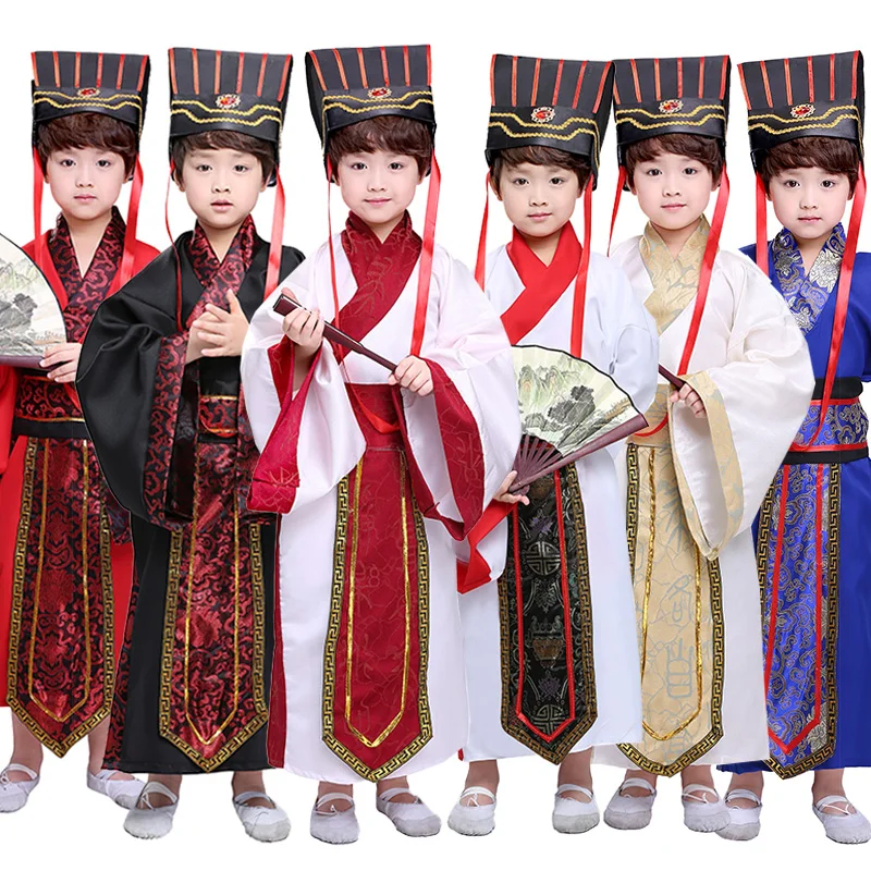 

Hanfu children's costumes to avoid the knee boys ancient Hanfu male book children Guoxue costume costume minister