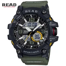 READ Marque Hommes Sport Militaire Quartz Montres Hommes Cadran Rond Grand Numérique Échelle LED Analogique Montre-Bracelet Relogio militan 90001