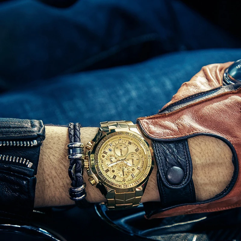WWOOR Top Brand 2019 New fashion Luxury Big Dial Men Military Quartz Watch Stainless Steel Casual S