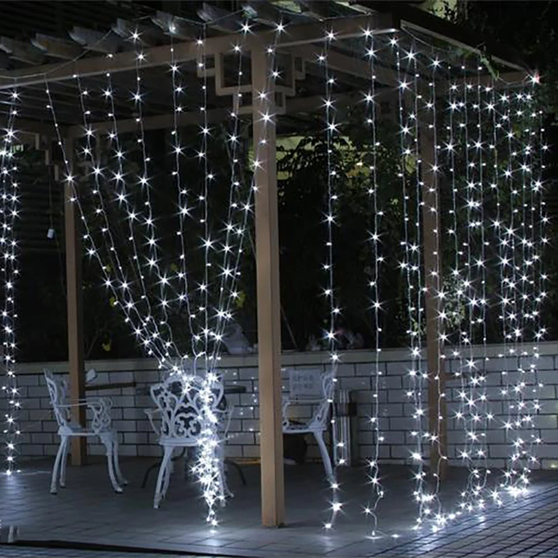 

Romantic 3Mx3M LED Icicle Led Curtain Fairy String Light Fairy Lights Christmas light for Wedding Home Garden Party Decor