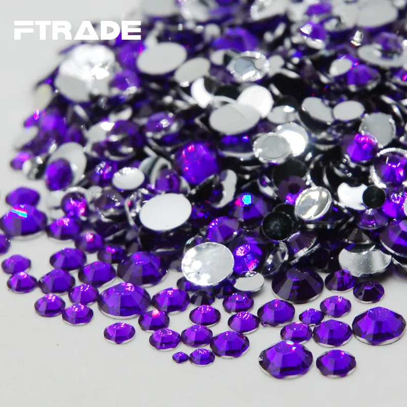Violet Rhinestone Mixed Sizes Top Quality Non Hotfix Flatback Acrylic Rhinestones For Nail Art Decoration DIY Nail Mix Beads Pins & Pincushions