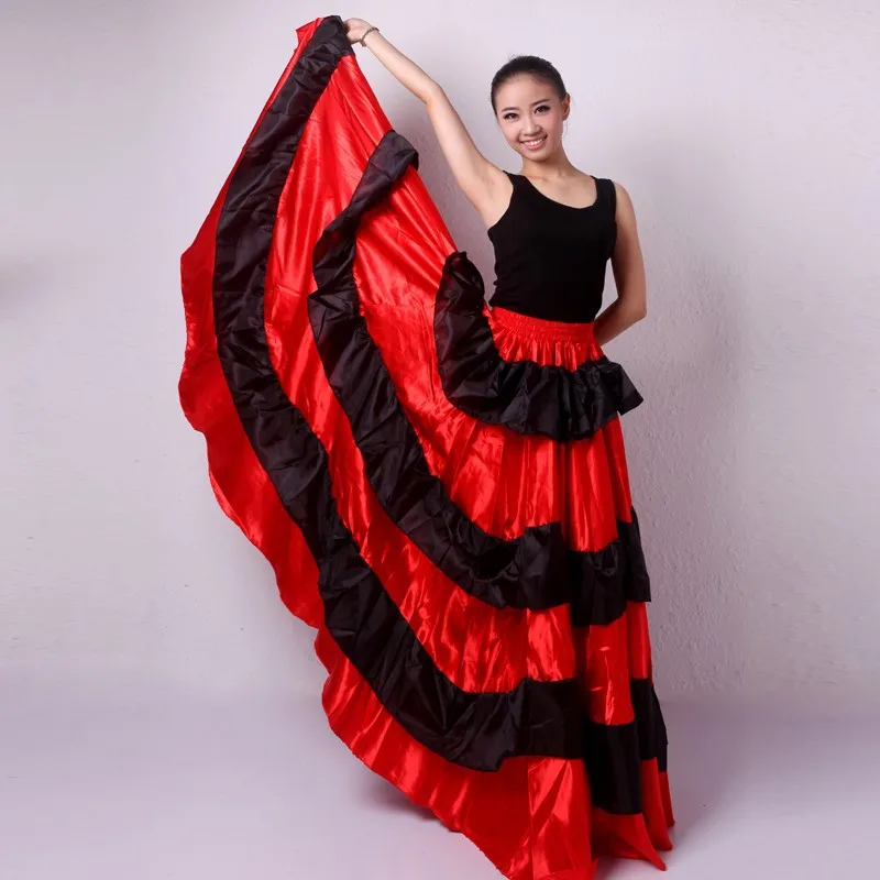 Новинка, испанская коррида, платье для танца живота, юбка, красные платья для фламенко, длинные юбки для фламенко для девочек