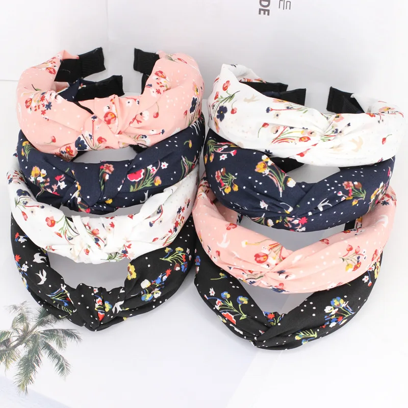 

Xiacaier Fabric Printed Flower Headband Women Hair Hoop Hairbands Hair Accessories For Women Twist Wide Headwear Turban Hair