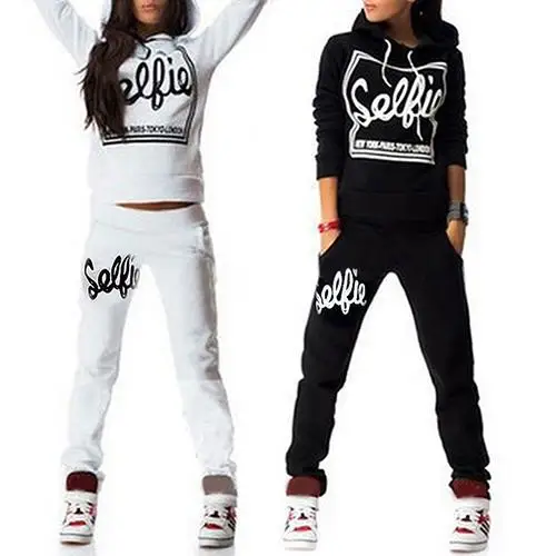 

Women Fashion Tracksuit Hoodies Sweatshirt Pants Clothes Set Wear Suit