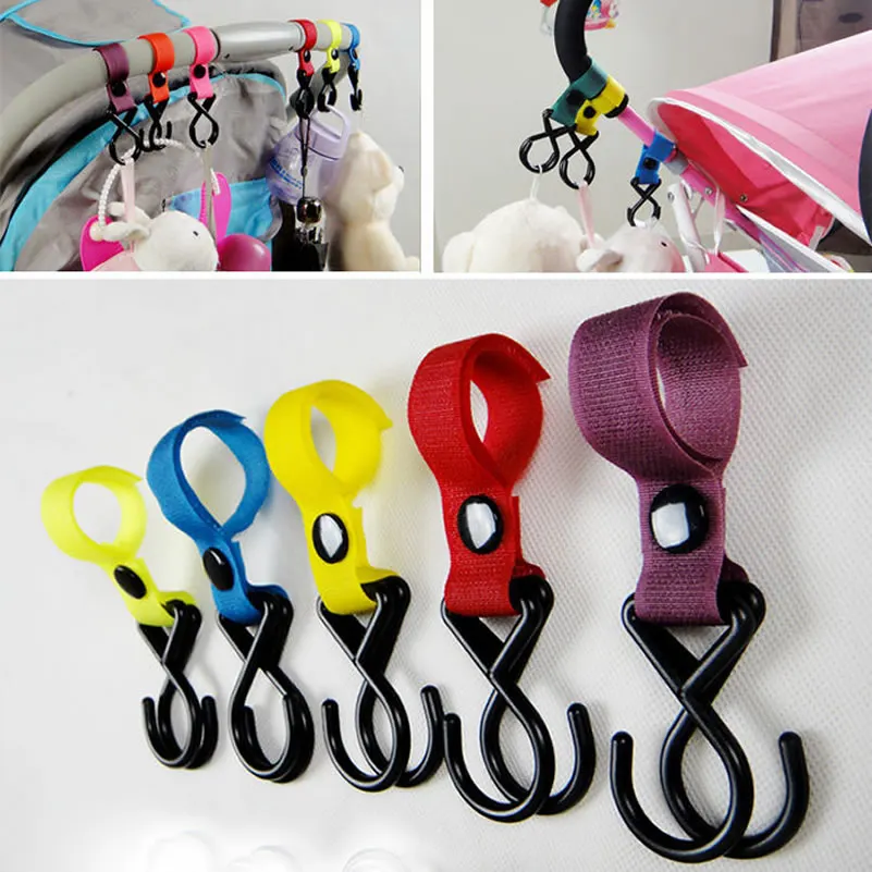 

Stroller Accessories New Plastic Stroller Cup Holder Pram 2 Hooks Nylon Pushchair Car Hanging Strap Portable Baby