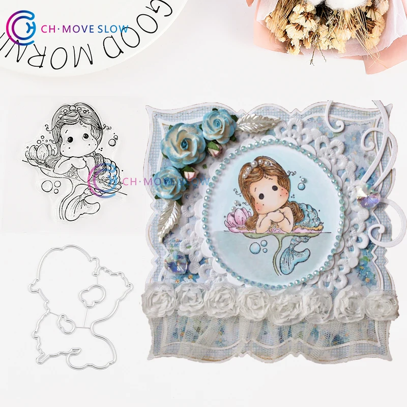 

CH Mermaid Girl Metal Cutting Dies and stamps DIY Scrapbooking Card Stencil Paper Handmade Album Wedding Decor