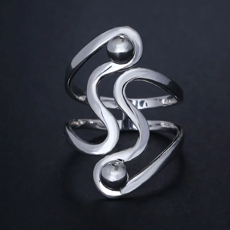 Shineland Warna Perak Pernikahan Cincin Untuk Wanita Pria