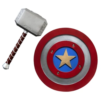 

Cosplay 1:1 Captain America Shield Cosplay 44cm Thor's Hammer Figure Weapons Model Kids Gift Movie Role Playing Toys
