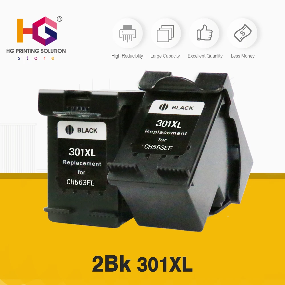 Замена для hp 301 hp 301 xl DeskJet 1000 1050 1510 2000 2050 2050S 2510 2540 3050a 3054 принтер - Цвет: 2 pcs 301 black