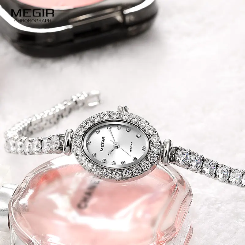 MEGIR Reloj Mujer женские часы-ЛЮКС Роза со стразами женские Дамские Часы Montre Femme люкс Damen Uhren Прямая поставка