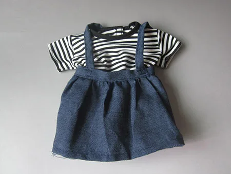 Детская Одежда для куклы, подходит для новорожденных 43 см, аксессуары для куклы, полосатая кружевная рубашка+ джинсовая юбка - Цвет: wq004
