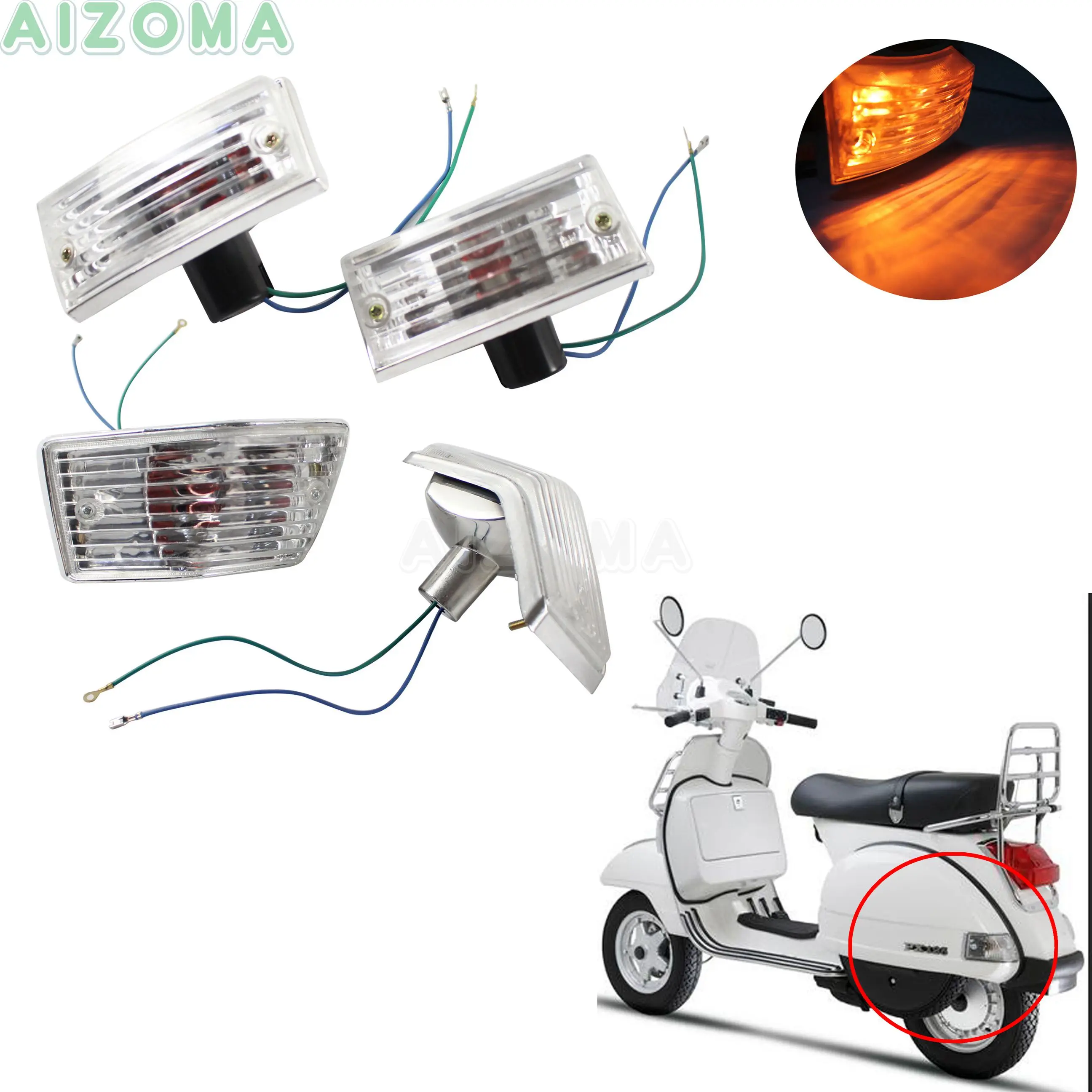 Прозрачная мотоциклетная сигнальная мигалка 4 шт. передние и задние лампы сигнальные огни для Vespa P PX VSX VNX и Стелла