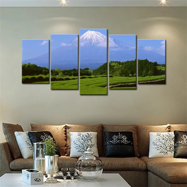 5 Panels View of Mount Fuji HD Canvas Print Modern Landscape Wall Art