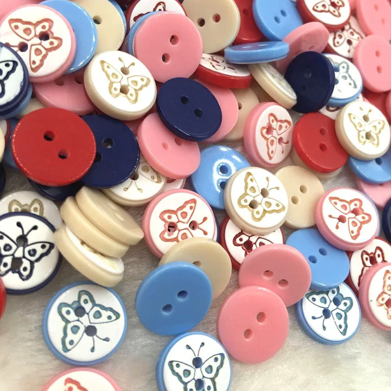 

10/50/100pcs 12mm Mix Butterfly Plastic Buttons Scrapbooking Sewing Craft PT128