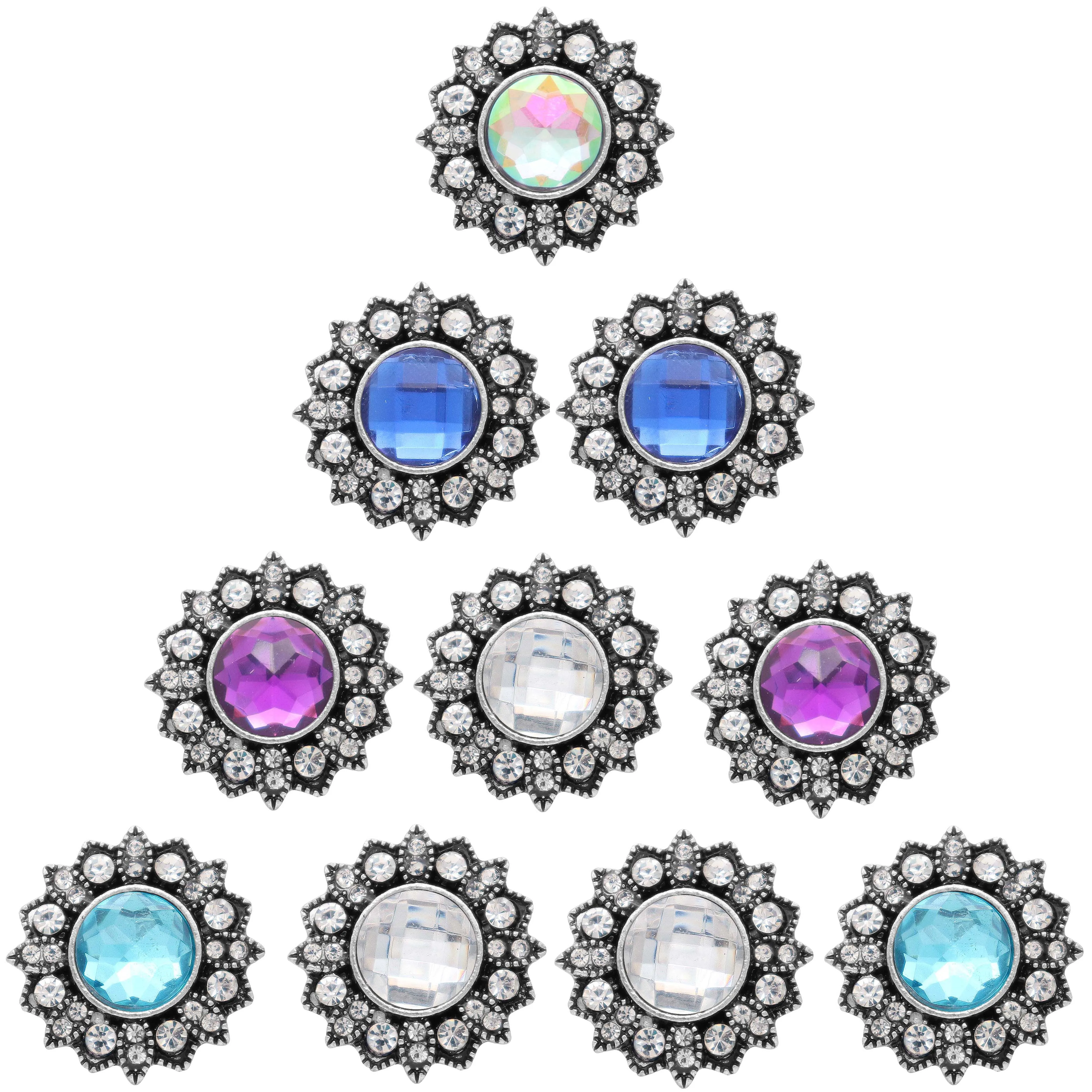 

2019 vintage High Quality 18mm Multicolor Metal Snap Button Charm flower design with Big Rhinestone Snap Button Jewelry for girl