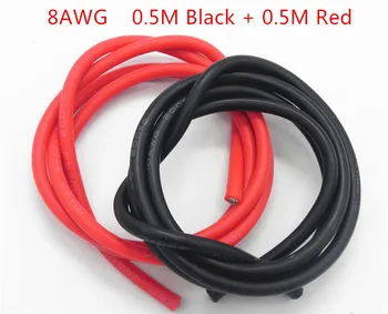 

5Set /Lot 8AWG 1M Silicone Wire Cable 0.5M Black + 0.5M Red Conductor Construction High Temperature Tinned Copper Cable