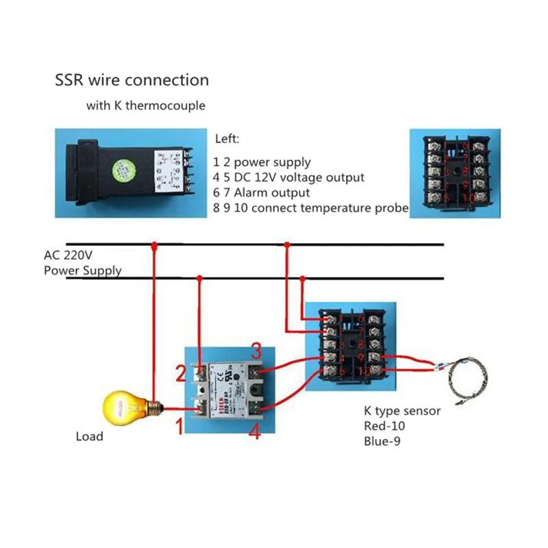 PID двойной цифровой термостат Температура контроллер 220V 10A AC REX-C 100 K регулятор температуры с термопарным полупроводниковое реле программируемый Мощность