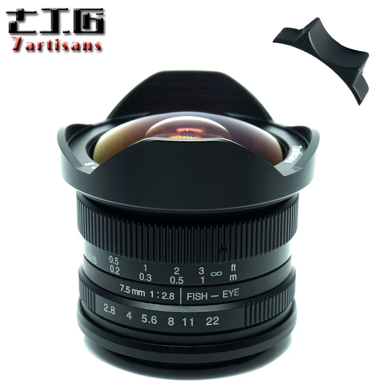 

7artisans Camera Lens 7.5mm F2.8 Fisheye Lens 180 APS-C Manual Fixed Lens for E Mount Canon EOS-M Mount Fuji FX Mount for Sony