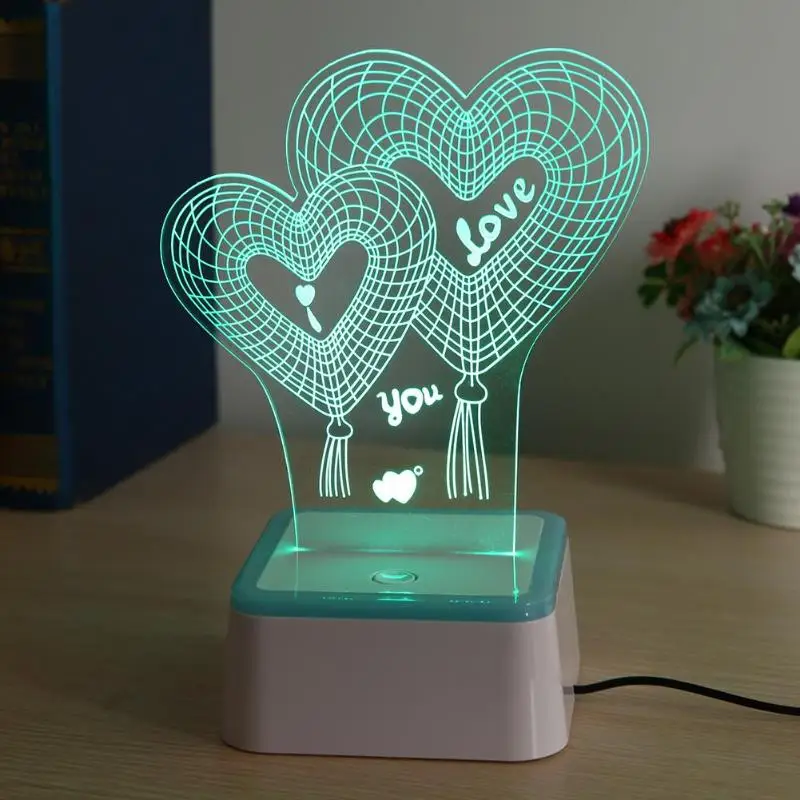 6 видов светодиодный 3D ночник Творческий Ambient Light настольную лампу 7 цветов Изменение свет дома Украшения в спальню освещения подарки для