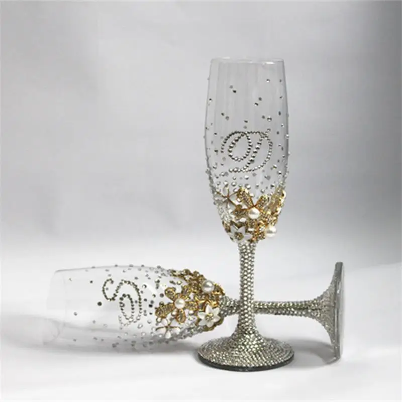 Newest 2pcs/lot personalized wedding toasting flutes champagne glasses