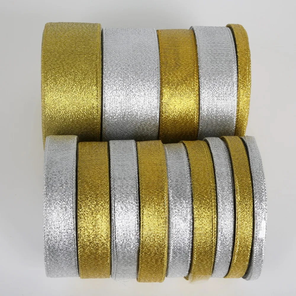 Polyester Flat Rope 25yards Gold/Silver Wedding Gift Packing Ribbon Rope 7mm-38mm For DIY Crafts Handmade Decorative Thread Cord polyester rope craft twine