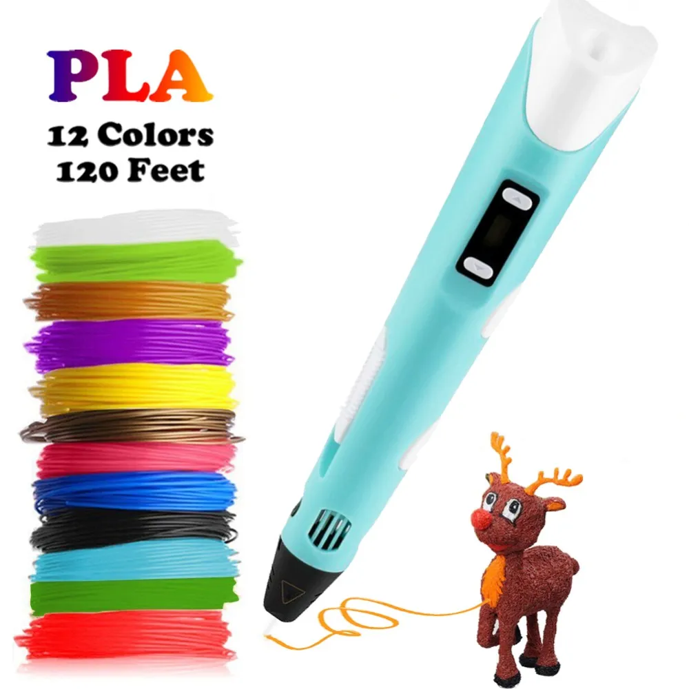 3D Printer Pen Silicone Mat with 12 Color PLA Filament 1.75mm Gift for Kids to Start 3D Printing and Create 3D Art 12 Color Filament 