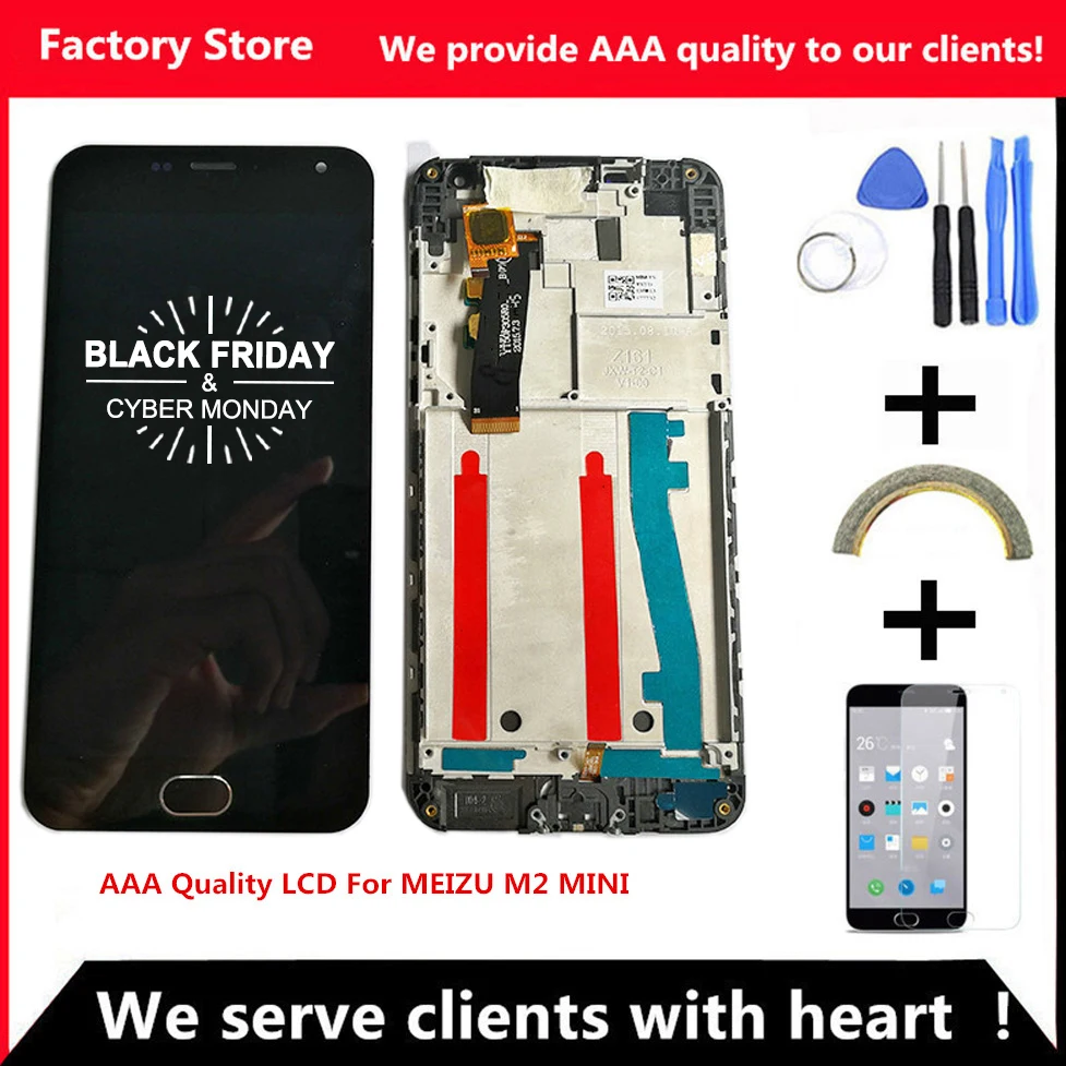 AAA Качество LCD + рамка для MEIZU M2 Мини ЖК экран Замена Mini Digiziter Aseembly|lcd frame|meizu screenmeizu m2