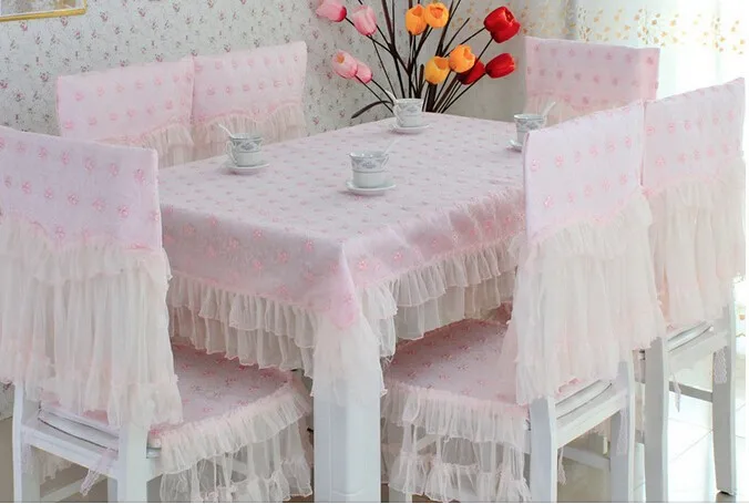 Round Table Cloths For Weddings Embroidered Tablecloths Pink Table Cloth And Chair Cover Set Mesa Redonda (4)