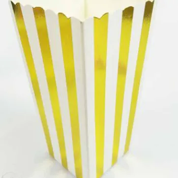 

12PCS NEW 2018 hot sale Food white card gilding silver wave dot stripes vertical bar popcorn paper box party supplies