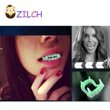 Новая игрушка вампир поддельные зубы для Хэллоуина вечерние светится в темноте реквизит маскарад Косплей Макияж забавные светящиеся зубные протезы