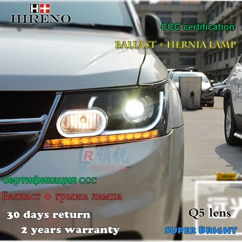 

Hireno Headlamp for 2009-2017 Dodge Journey Headlight Assembly LED DRL Angel Lens Double Beam HID Xenon 2pcs