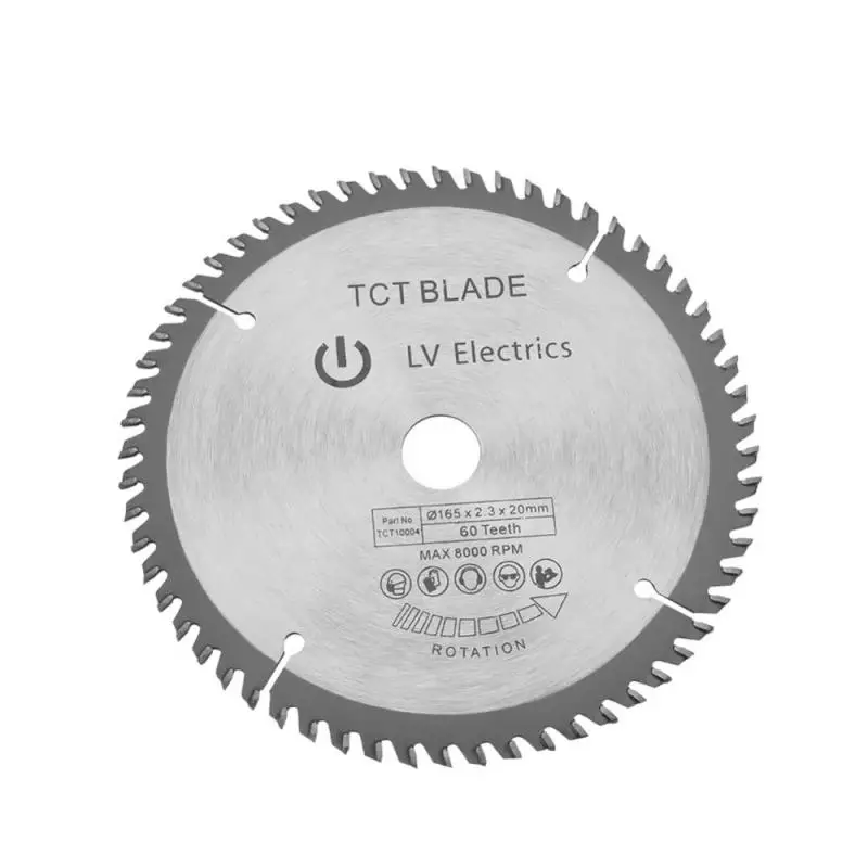 

165mm Silver TCT Circular Saw Blade for Wood Cutting 60 Teeth + 1Pcs Reduction Rings Hard Alloy Material 60 Teeth