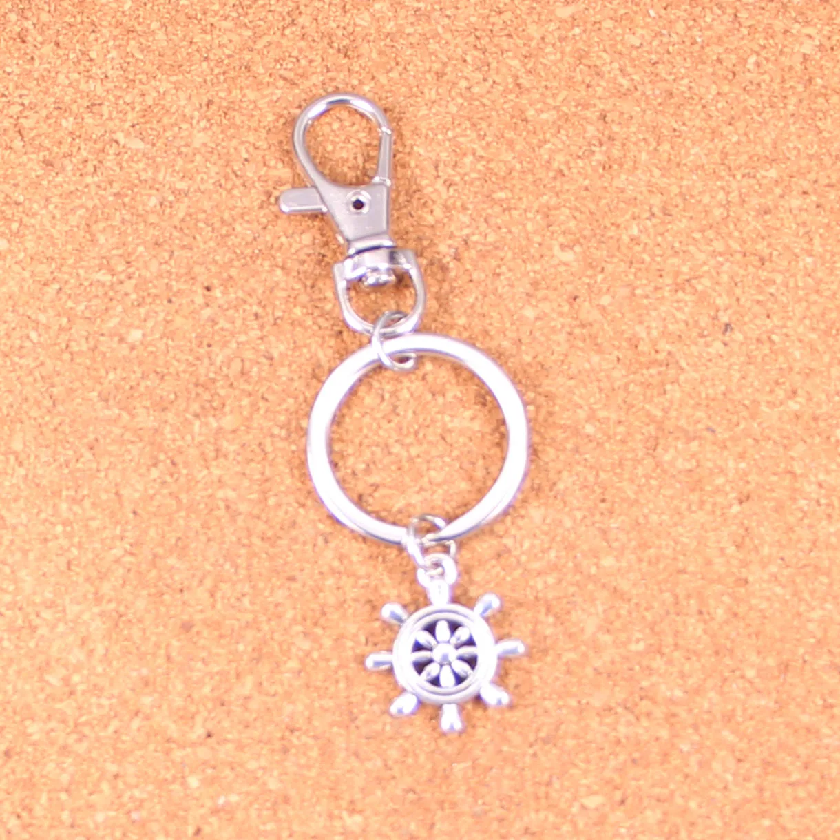 

Ships Wheel Helm Rudder Keychain Silver Swivel Lobster Clasp Clips Handbag Car Charms Jewelry For Key Chain Trinket Jewelry Gift