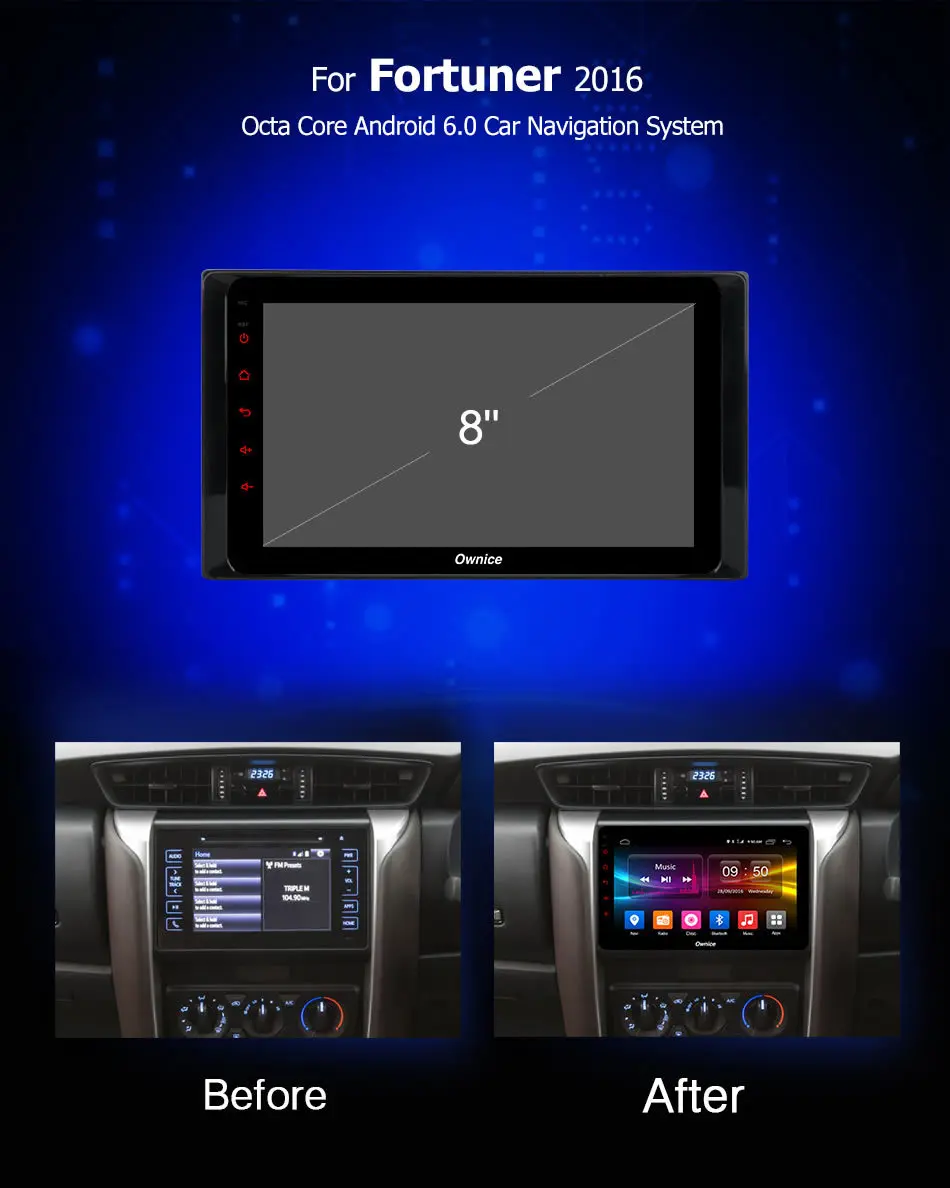 Clearance Ownce C500+ G10 Radio 8 Core Car DVD Android 8.1 for Toyota RAV4 Hilux Fortuner Innova Prado 2016 GPS Navigation Vedio Player 4G 2
