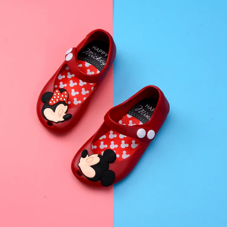 Новые студенческие туфли детские милые Мультяшные детские сандалии Baotou из ПВХ Нескользящие модные пляжные прозрачные туфли - Цвет: H36-JIU-RED