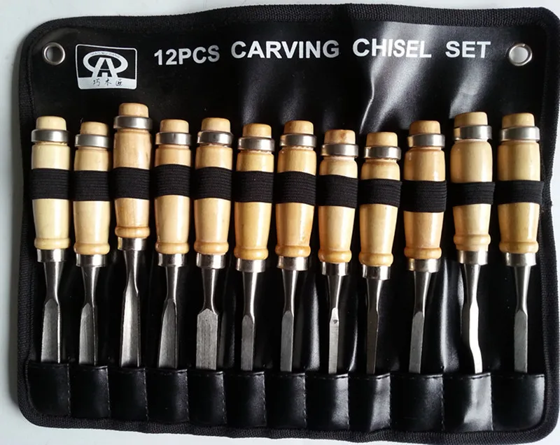 12X Wood Carving Hand Chisel Tools 12 Piece Set Woodworking Professional Gouges