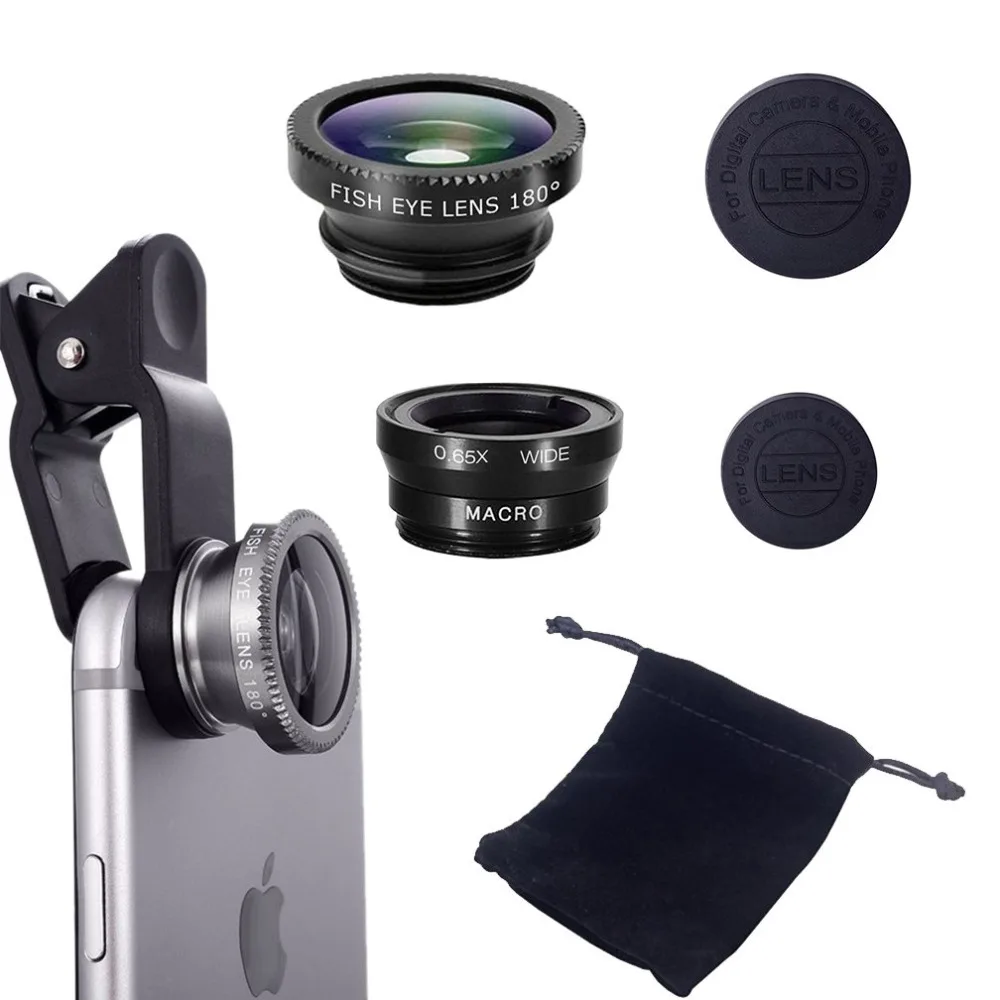 Ahowie 3in1 Wide Angle Macro Fisheye Smartphone Lens Kits Camera Lenses On The Mobile Phone For Iphone 7 8 Plus X 10 2 With Clip (14)