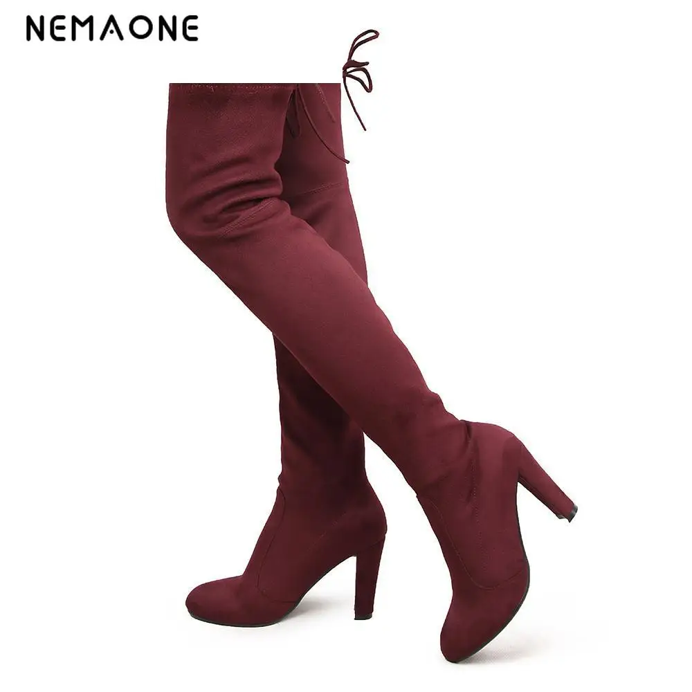 knee high boots thick heel