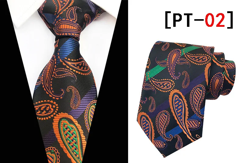 Роскошный мужской галстук 8 см Пейсли плед Полосатый шелковый галстук ЖАККАРДОВЫЙ тканый шеи мужские галстуки для формальных и деловых встреч и торжеств Вечерние