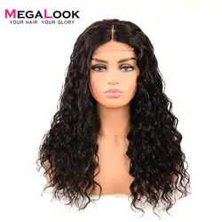 Megalook 4*4 синтетическое закрытие шнурка волос человеческие волосы парик 210% плотность бразильская холодная завивка парик натуральный цвет Remy