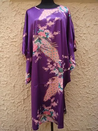 Специальное предложение китайская женская атласная халат ночная рубашка с принтом платье-Кафтан Lounge Homedress 10 цветов один размер