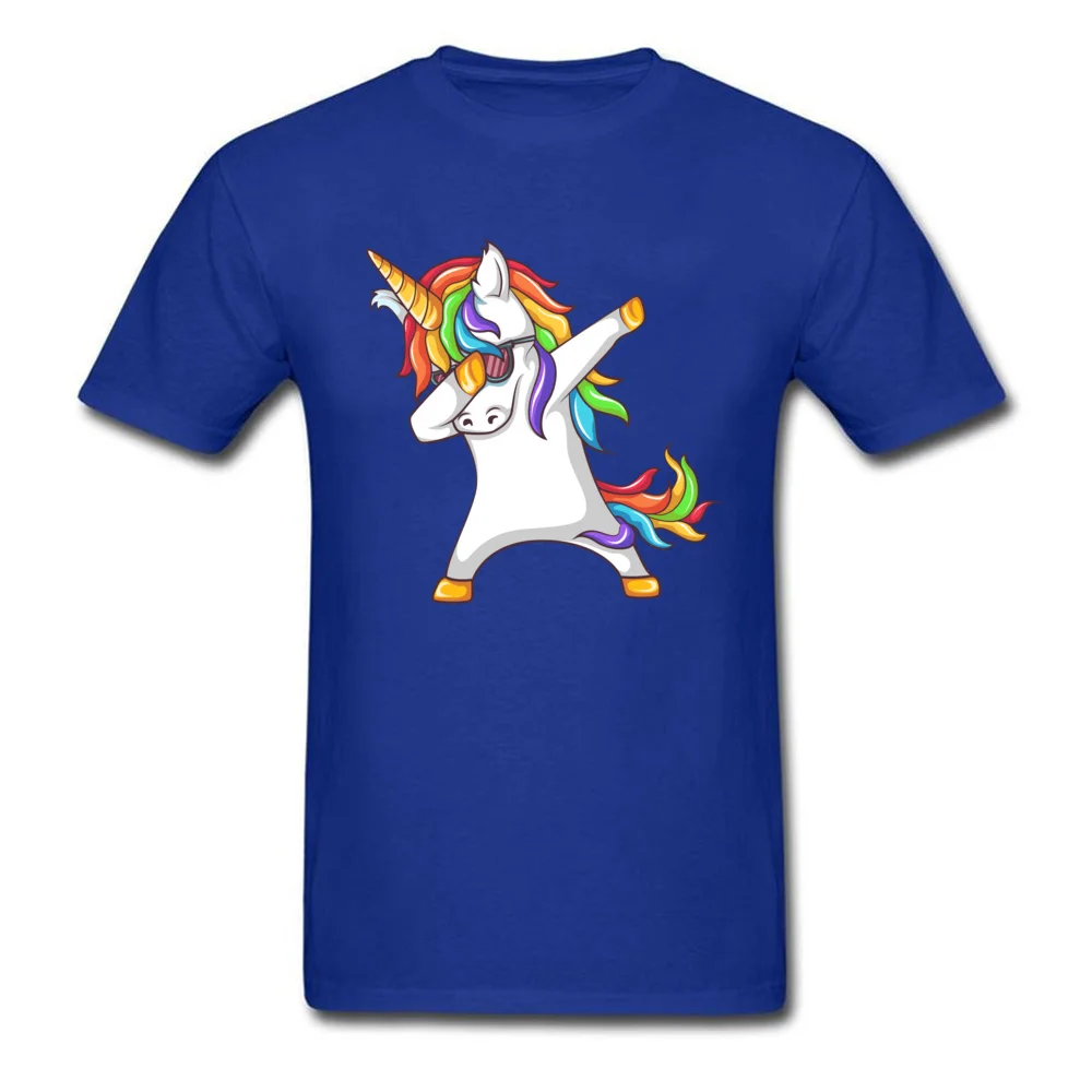 Dabbing Unicorn T Shirts Oversized Short Sleeve Normal 100% Cotton Round Neck Men's Tops Shirt Camisa Tops Tees VALENTINE DAY Dabbing Unicorn blue