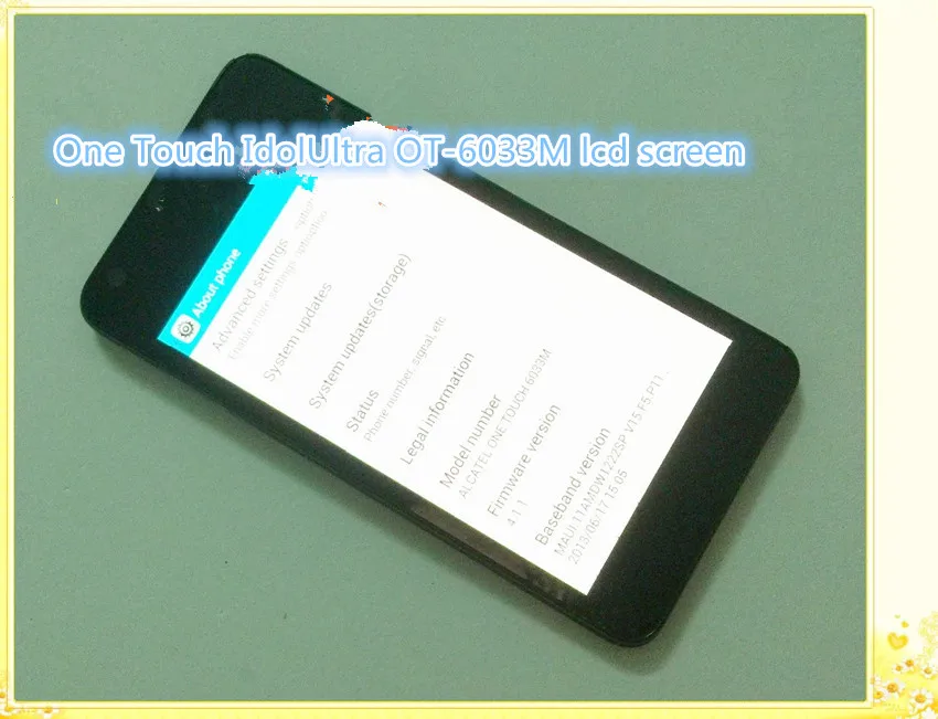 

Newest arrival lcd display with touch screen  For  Alcatel One Touch IdolUltra OT-6033M lcd screen with frame and 100% warranty