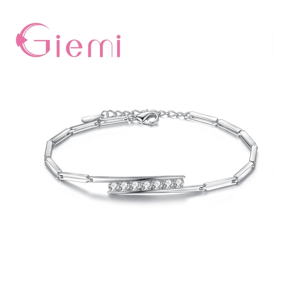 

GIEMI Chains Bracelets Simple Cute Romantic Style Cubic Zircon Generous Top Sale 925 Sterling Silver Wholesale Women Gift