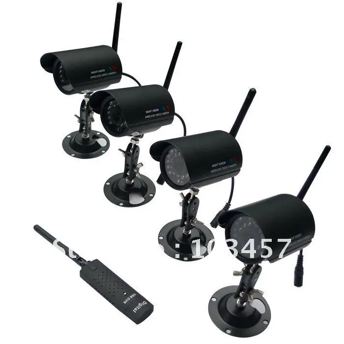Digital 2.4G wireless USB DVR kits, quad in computer