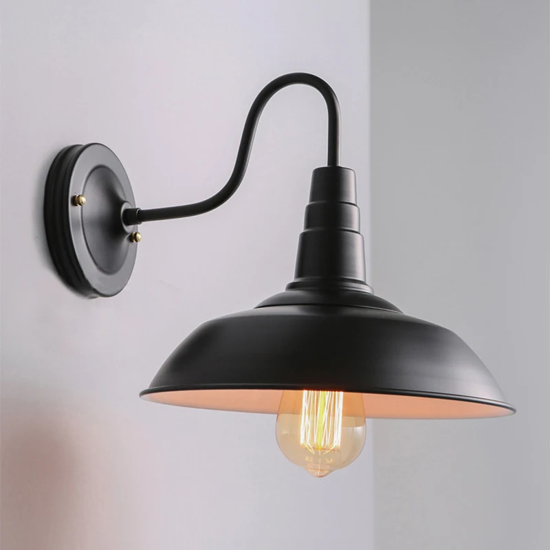 

E27 Industrial LED Wall Light Barn Shade Gooseneck Arm Wall Mounted Lamp Fitting