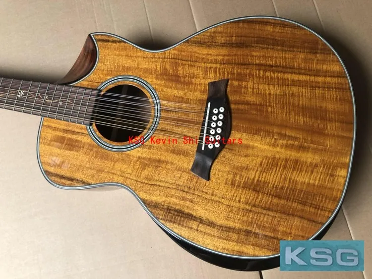 

armrest body 12 Strings bevelled all Koa guitar half cutaway 12 string KOA acoustic electric guitar free shipping koa guitar